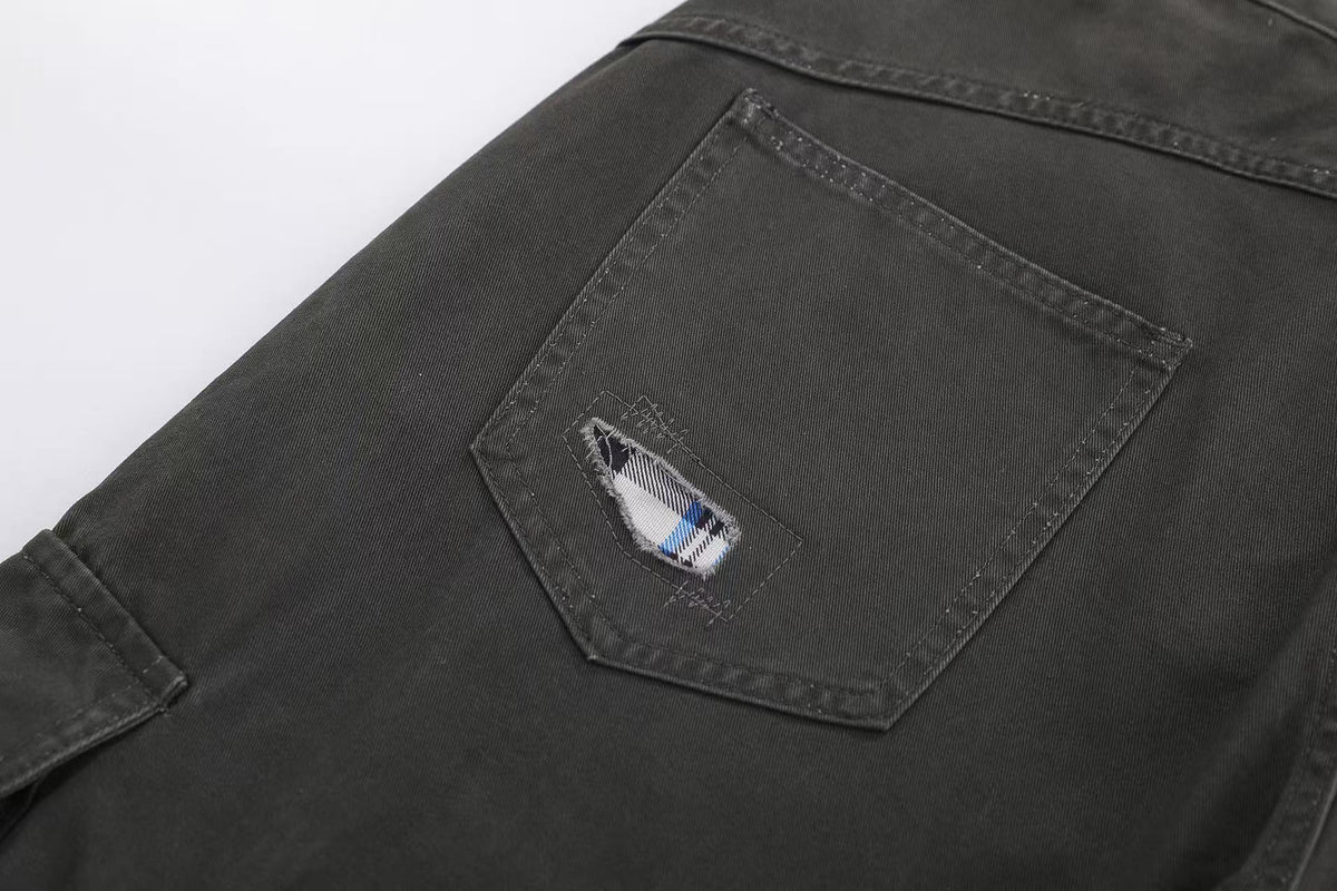 Distressed Vintage Wide-Leg Cargo Jorts - OMYGOODS