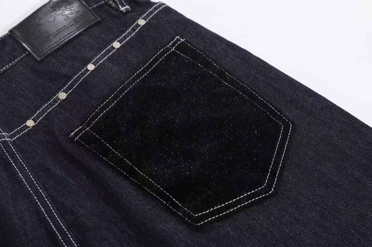 Streetwear Contrast Stitching Wide-Leg Denim Jorts