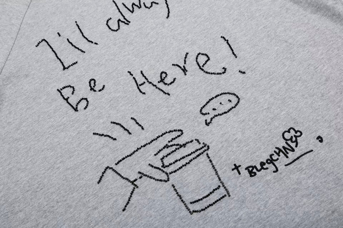 Streetwear Text Embroidery T-Shirt - OMYGOODS