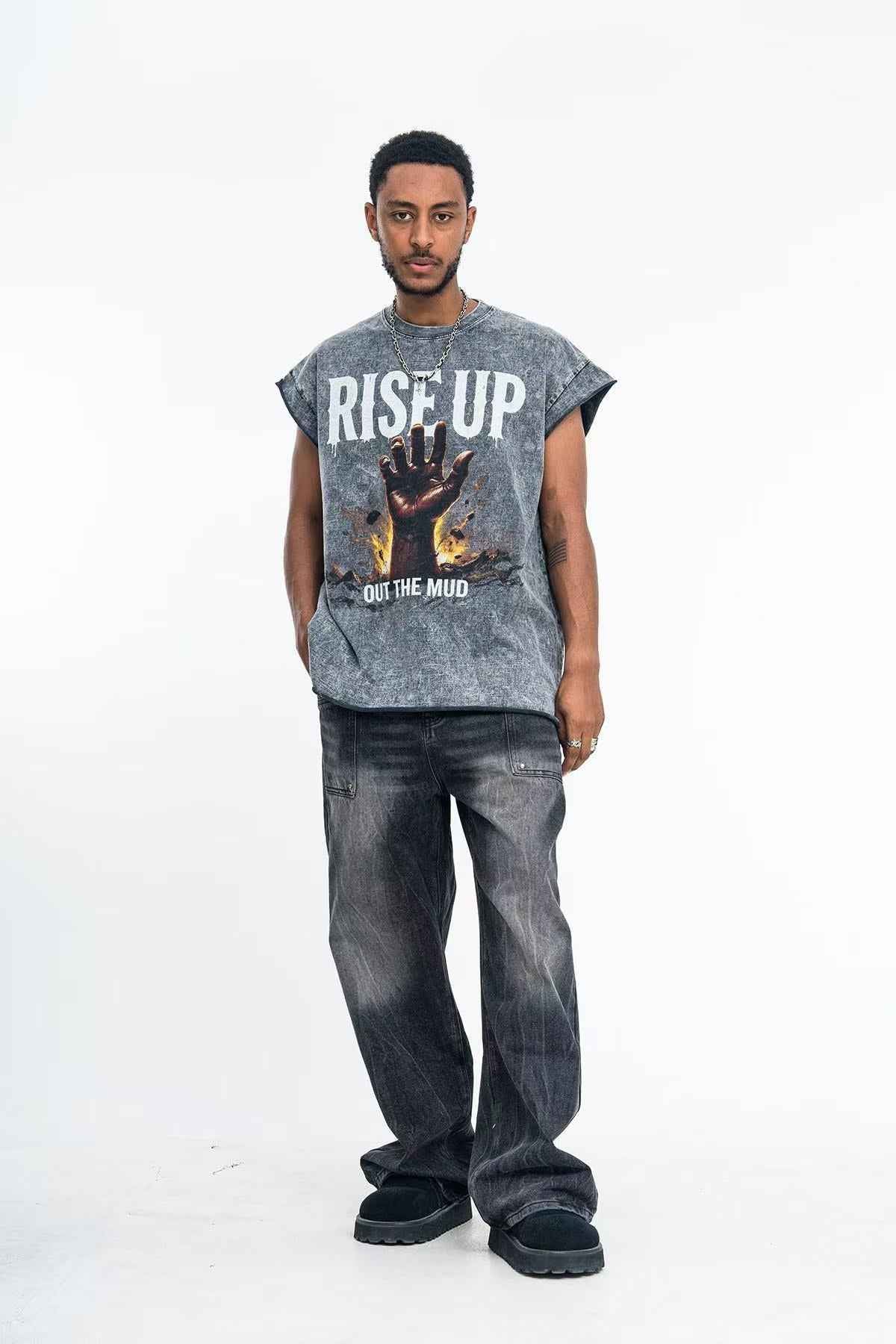 Vintage Wash Hand Print Tank Top