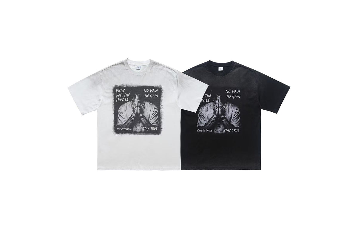 Streetwear Pray Hands Print T-Shirt - OMYGOODS