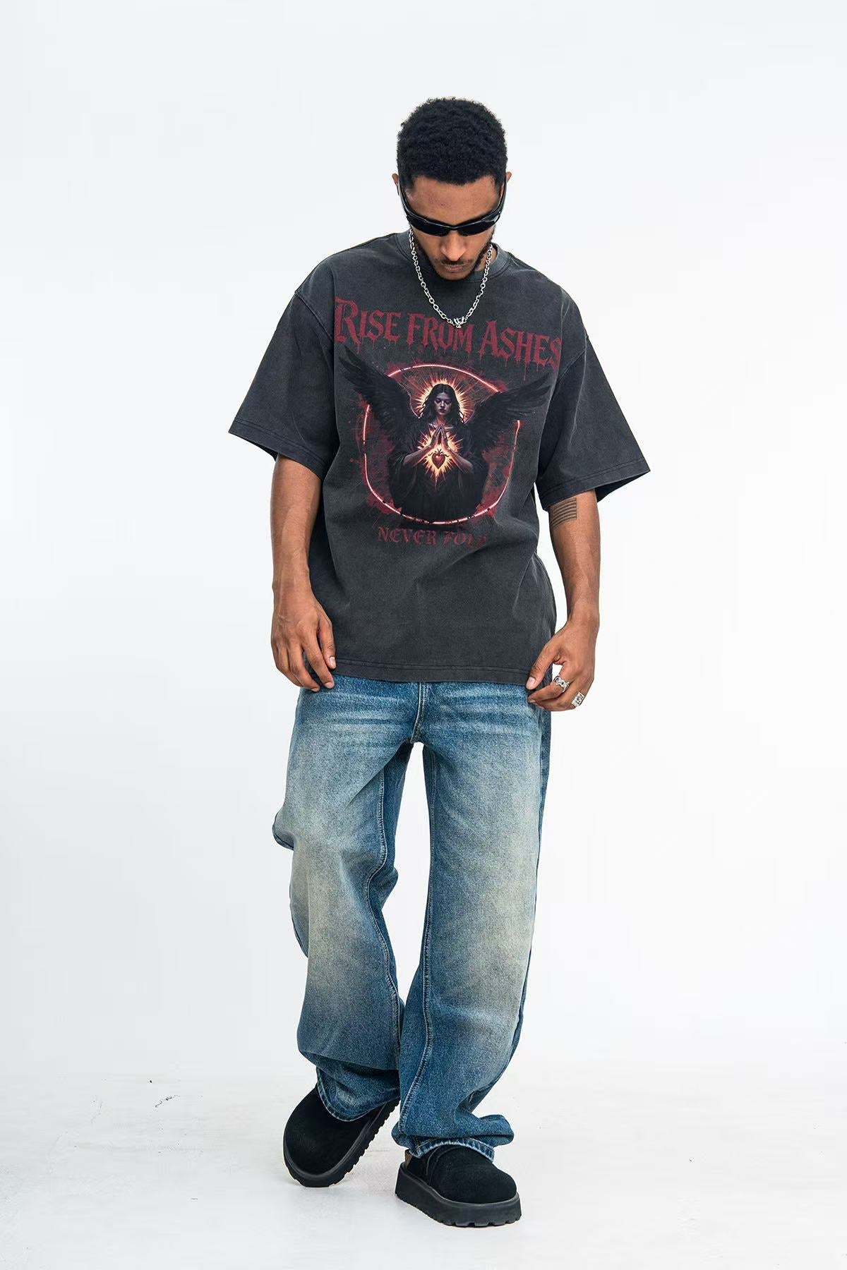Streetwear Gothic Angel Print T-Shirt - OMYGOODS
