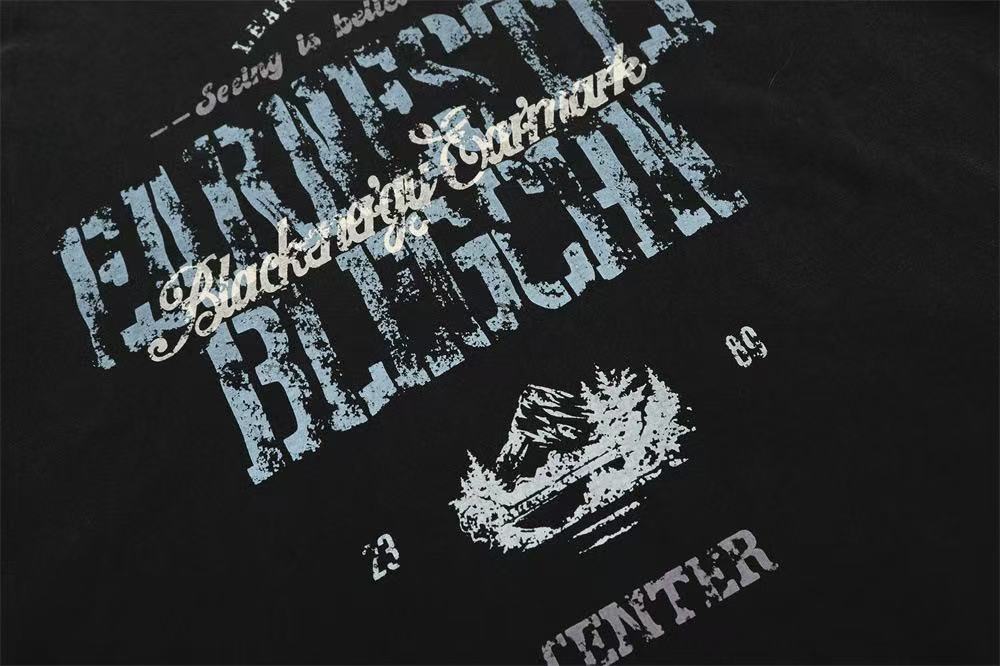 Streetwear Distressed Vintage Text Print T-Shirt - OMYGOODS