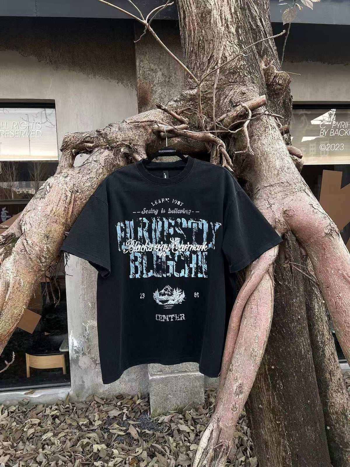 Streetwear Distressed Vintage Text Print T-Shirt - OMYGOODS