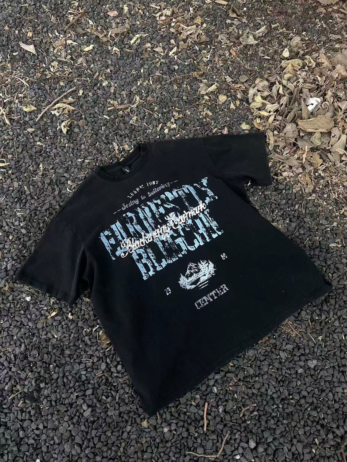 Streetwear Distressed Vintage Text Print T-Shirt - OMYGOODS