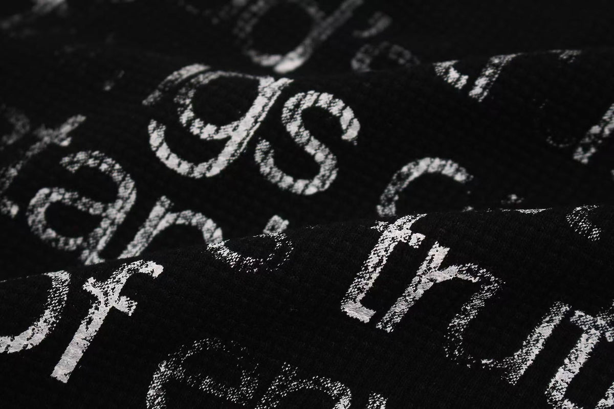 Dark Gothic Stud Cross Text Print T-Shirt - OMYGOODS