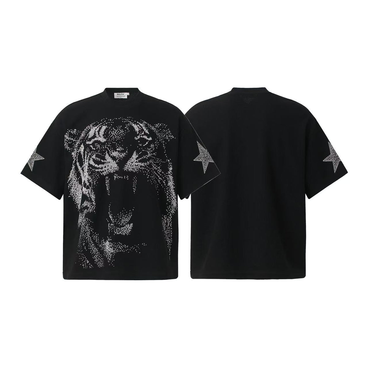 Streetwear Waffle Tiger Graphic Print T-Shirt - OMYGOODS