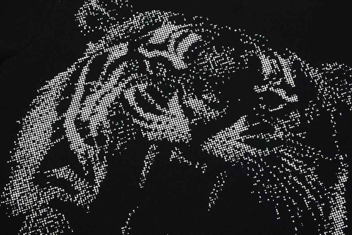 Streetwear Waffle Tiger Graphic Print T-Shirt - OMYGOODS
