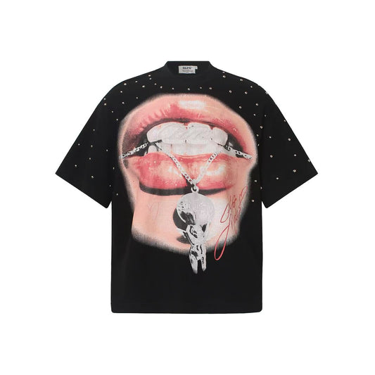 Streetwear Waffle Rivet Sexy Lips Print T-Shirt - OMYGOODS