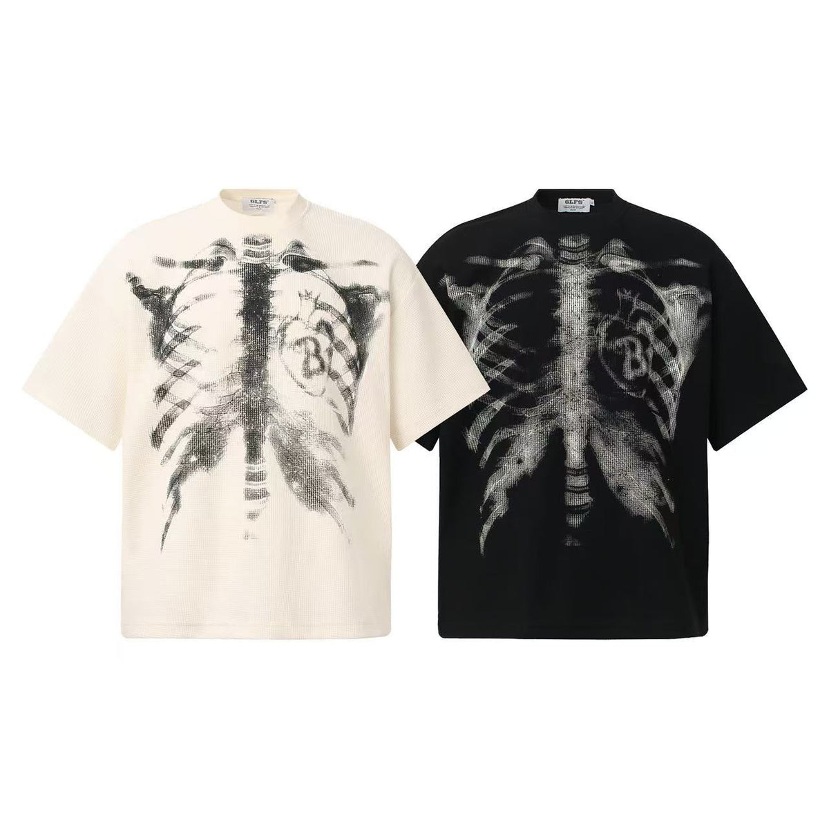 Streetwear Waffle Skeleton Print T-Shirt - OMYGOODS
