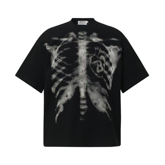 Streetwear Waffle Skeleton Print T-Shirt - OMYGOODS