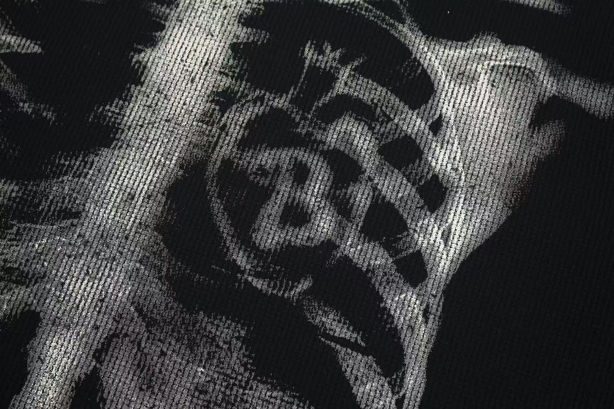Streetwear Waffle Skeleton Print T-Shirt - OMYGOODS