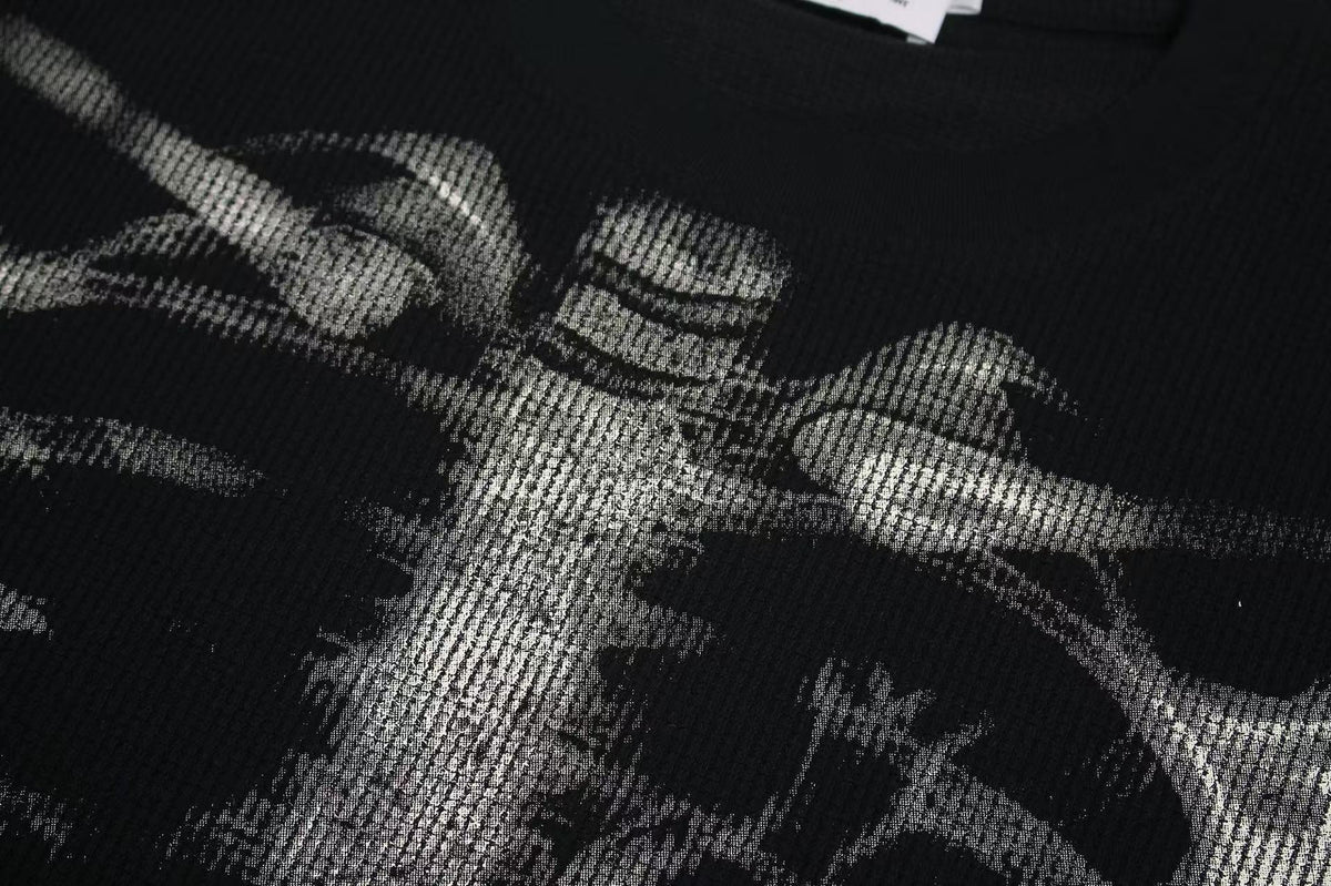 Streetwear Waffle Skeleton Print T-Shirt - OMYGOODS