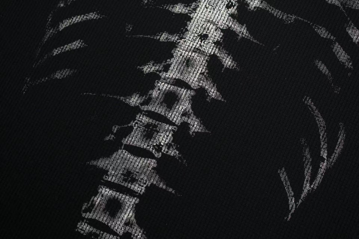 Streetwear Waffle Skeleton Print T-Shirt - OMYGOODS