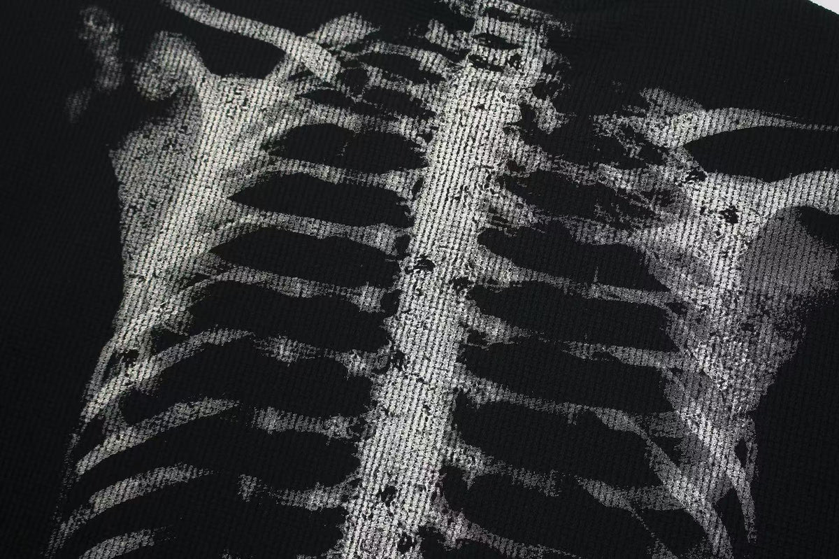 Streetwear Waffle Skeleton Print T-Shirt - OMYGOODS