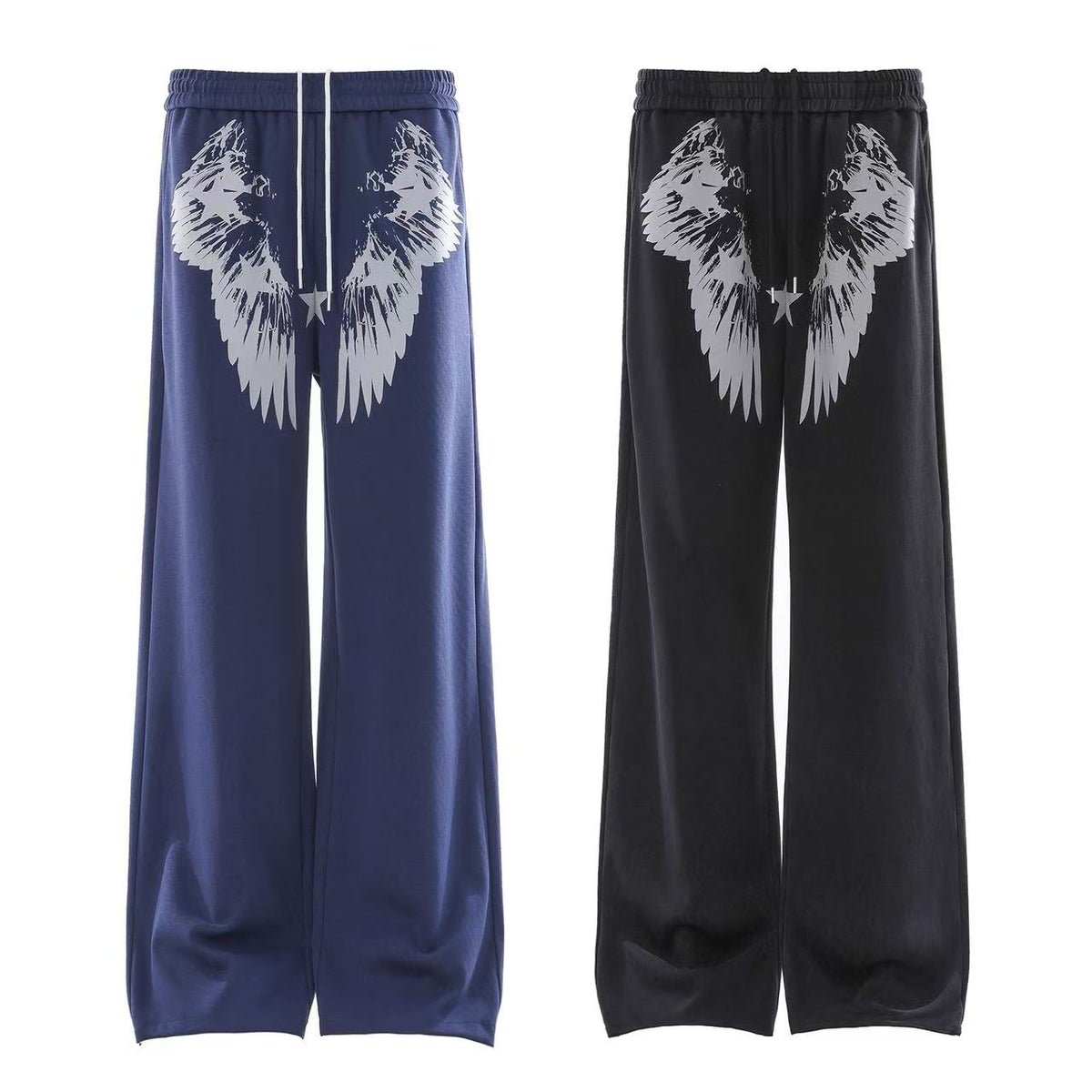 Wing Print Wide-Leg Sweatpants - OMYGOODS