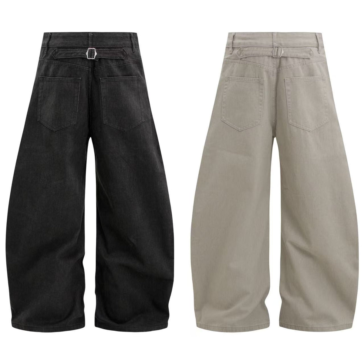Multi-Button Pleated Baggy Cargo Pants - OMYGOODS