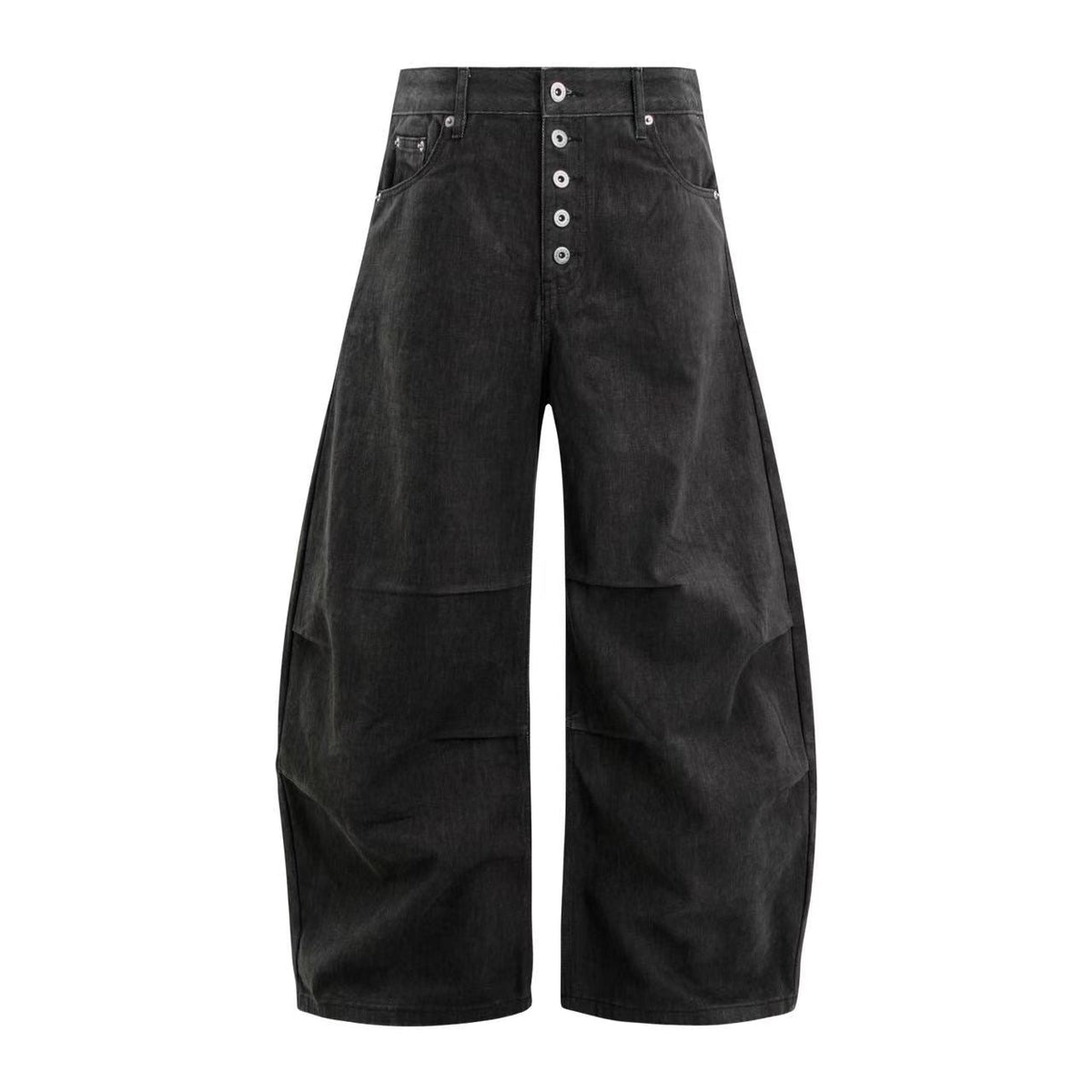 Multi-Button Pleated Baggy Cargo Pants - OMYGOODS
