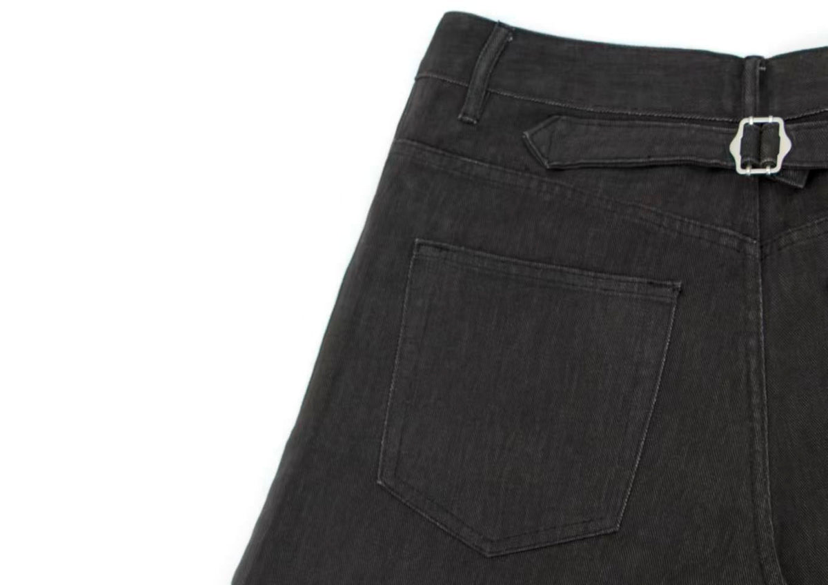 Multi-Button Pleated Baggy Cargo Pants - OMYGOODS