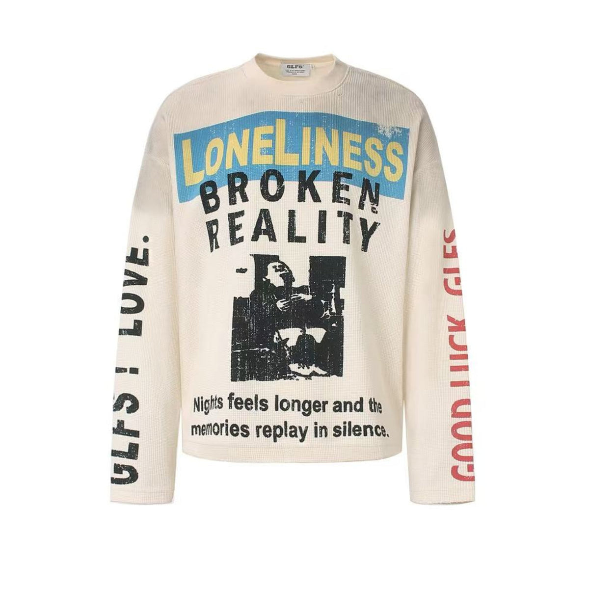 Streetwear Print Waffle Knit Long Sleeve - OMYGOODS