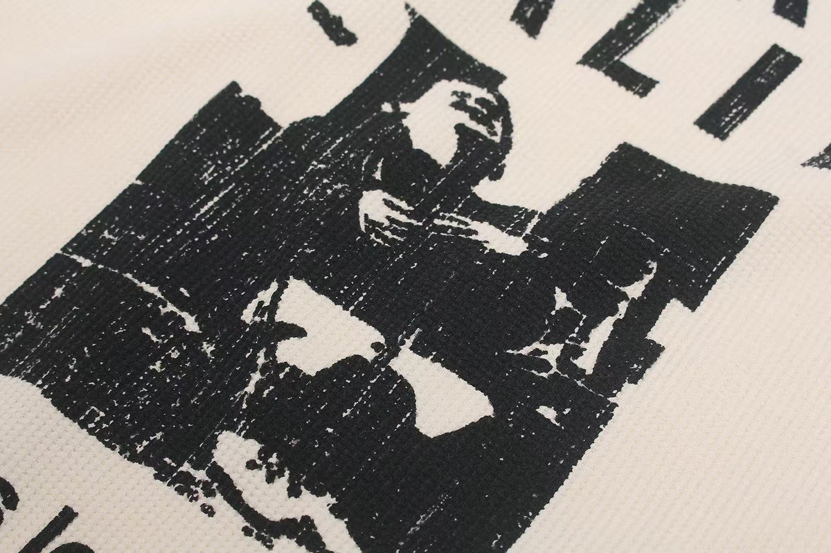 Streetwear Print Waffle Knit Long Sleeve - OMYGOODS
