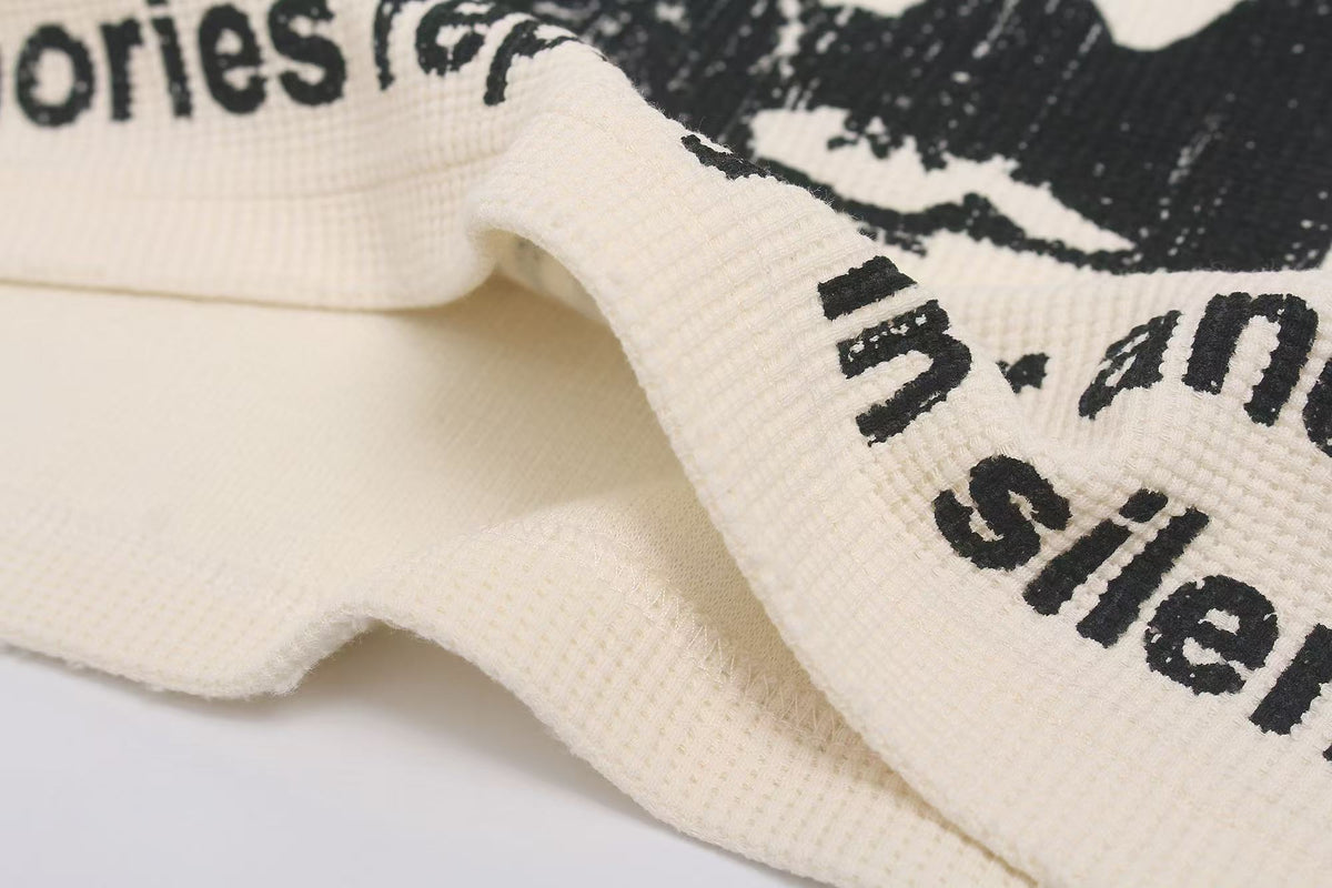 Streetwear Print Waffle Knit Long Sleeve - OMYGOODS