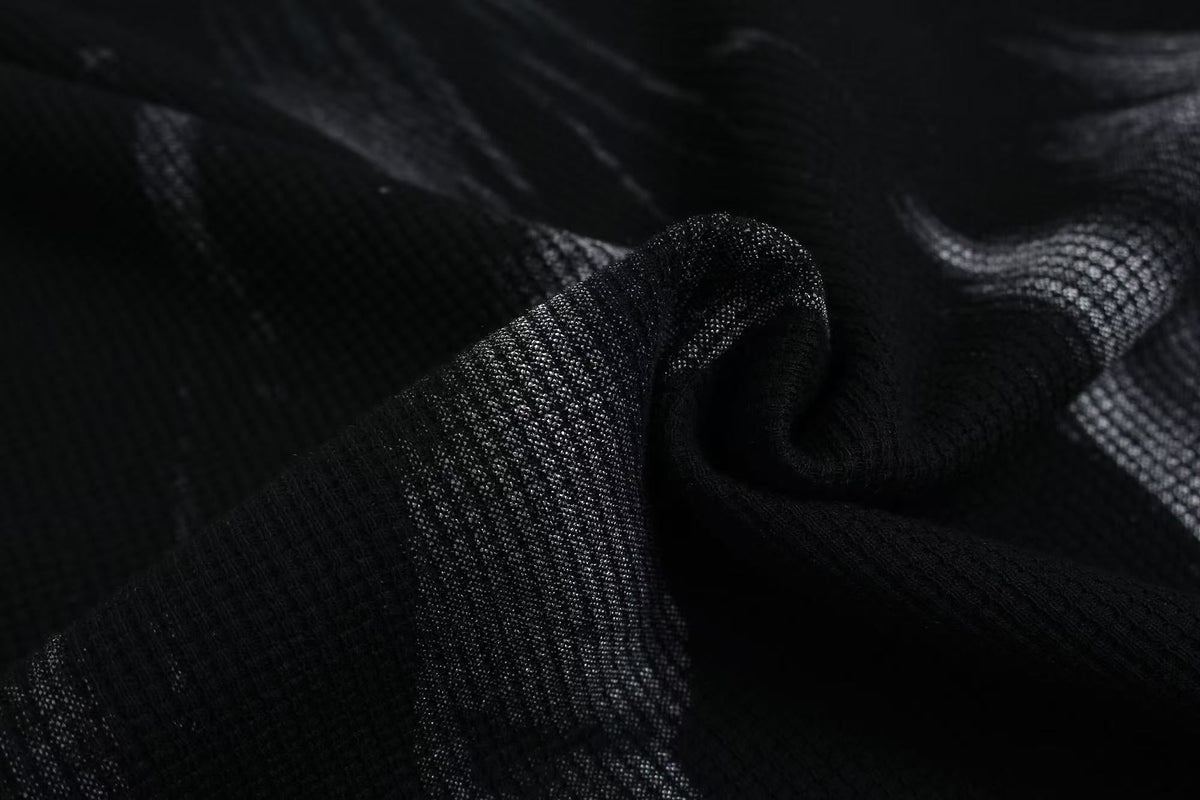Studded Dark-Gothic Print Waffle Knit Long Sleeve - OMYGOODS