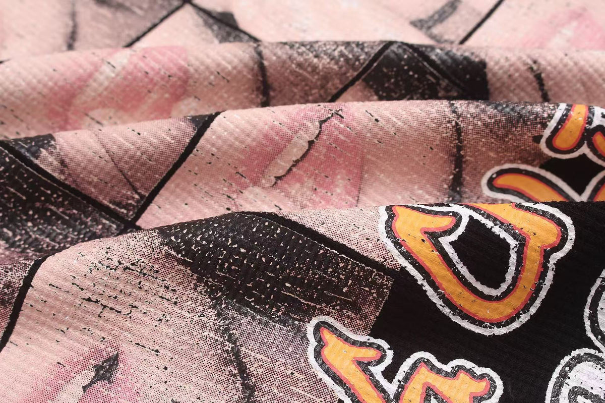 Rivet Collar Portrait Print Waffle Knit Long Sleeve - OMYGOODS