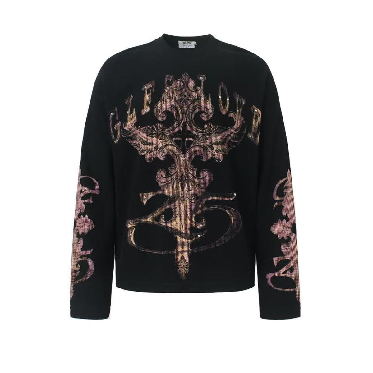 Studded Cross Print Waffle Knit Long Sleeve - OMYGOODS