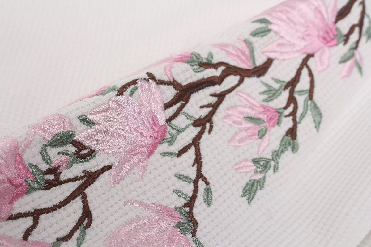 Floral Embroidery Print Waffle Knit Long Sleeve - OMYGOODS