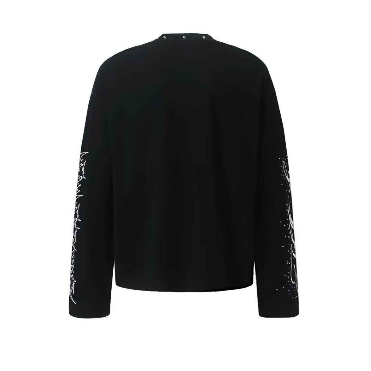 Studded Grunge Collage Portrait Print Waffle Knit Long Sleeve