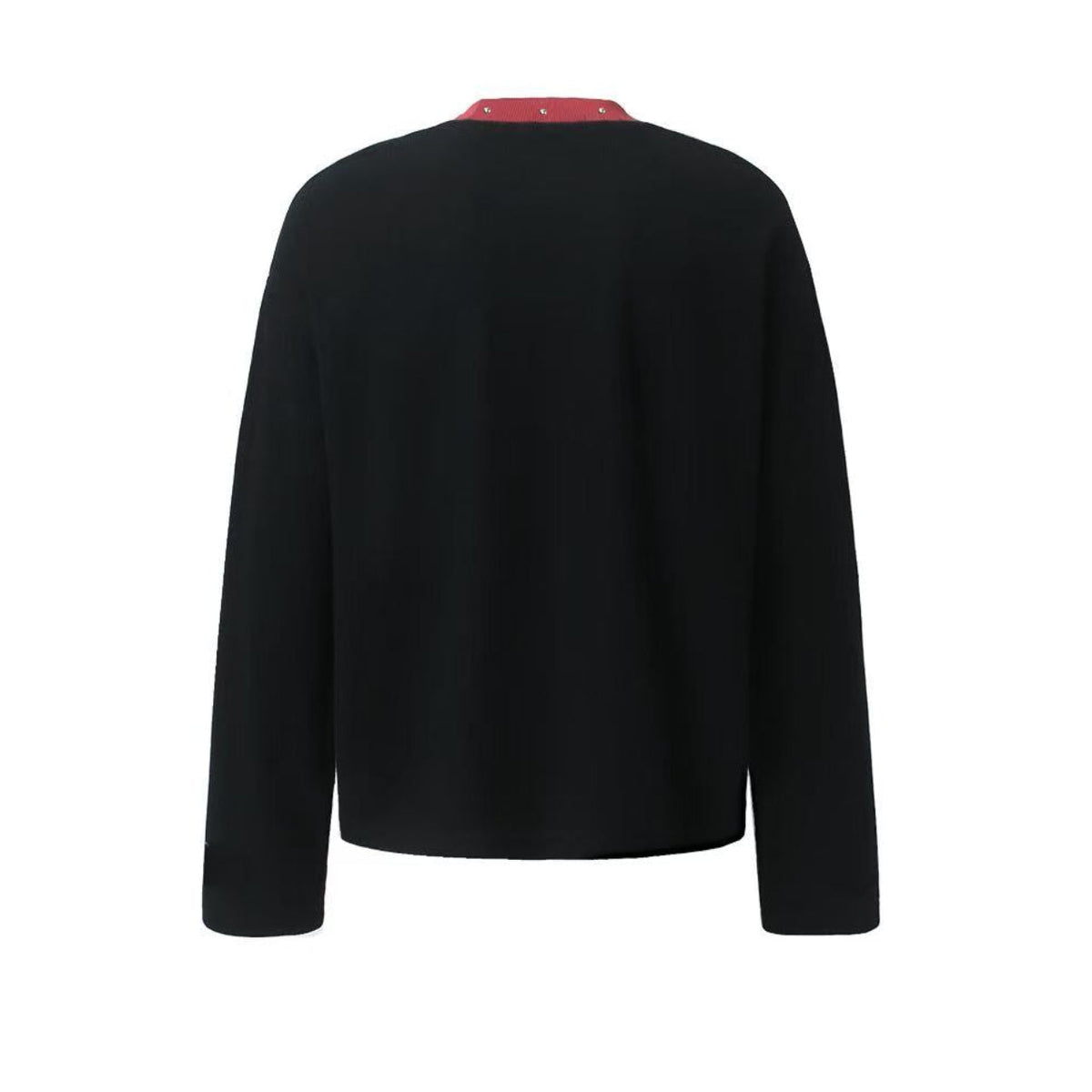 Rivet Contrast Collar Gothic Print Waffle Knit Long Sleeve - OMYGOODS