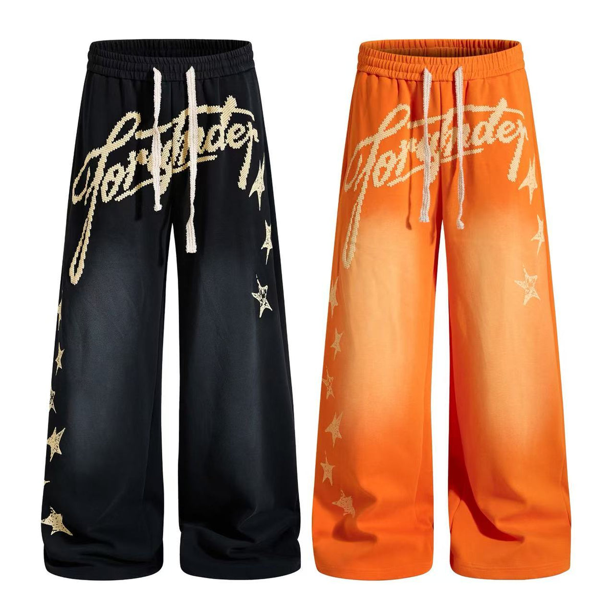 Gradient Star Script Print Wide-Leg Sweatpants - OMYGOODS