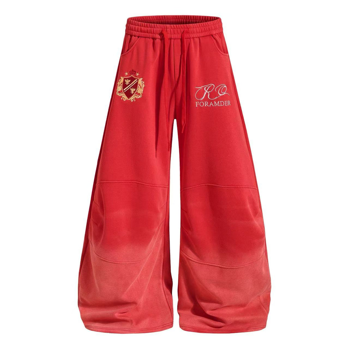 Crest Embroidered Baggy Wide-Leg Sweatpants - OMYGOODS