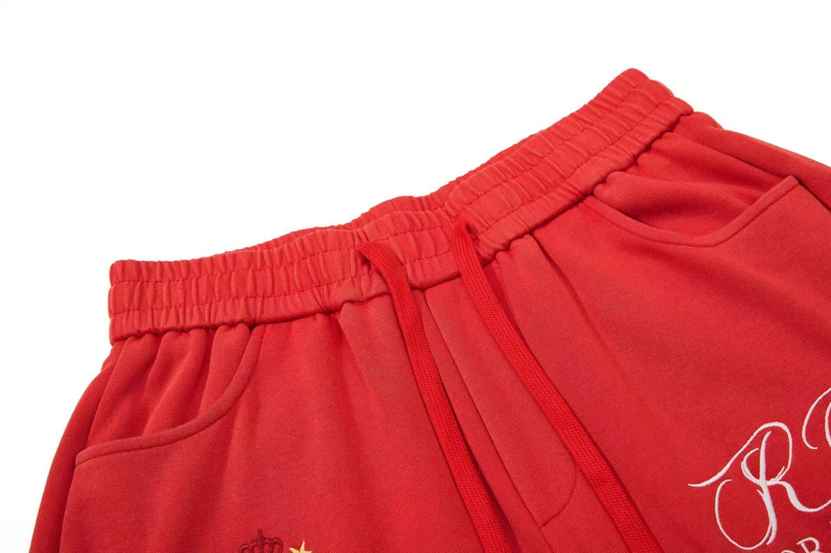 Crest Embroidered Baggy Wide-Leg Sweatpants - OMYGOODS