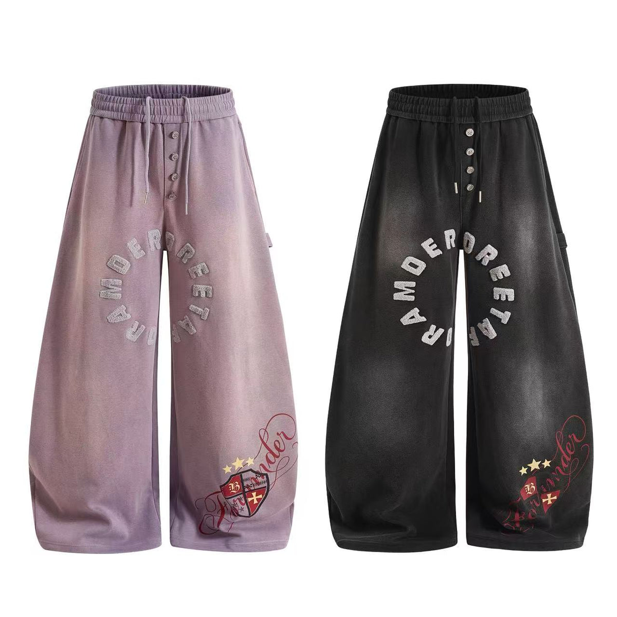Ombre Wash Letter Wide-Leg Sweatpants - OMYGOODS