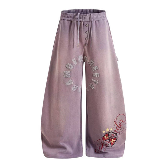Ombre Wash Letter Wide-Leg Sweatpants - OMYGOODS