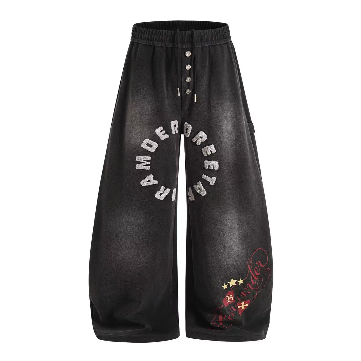 Ombre Wash Letter Wide-Leg Sweatpants - OMYGOODS