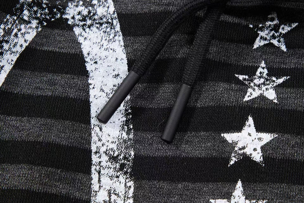 Striped Distressed Number Print Wide-Leg Sweatpants - OMYGOODS