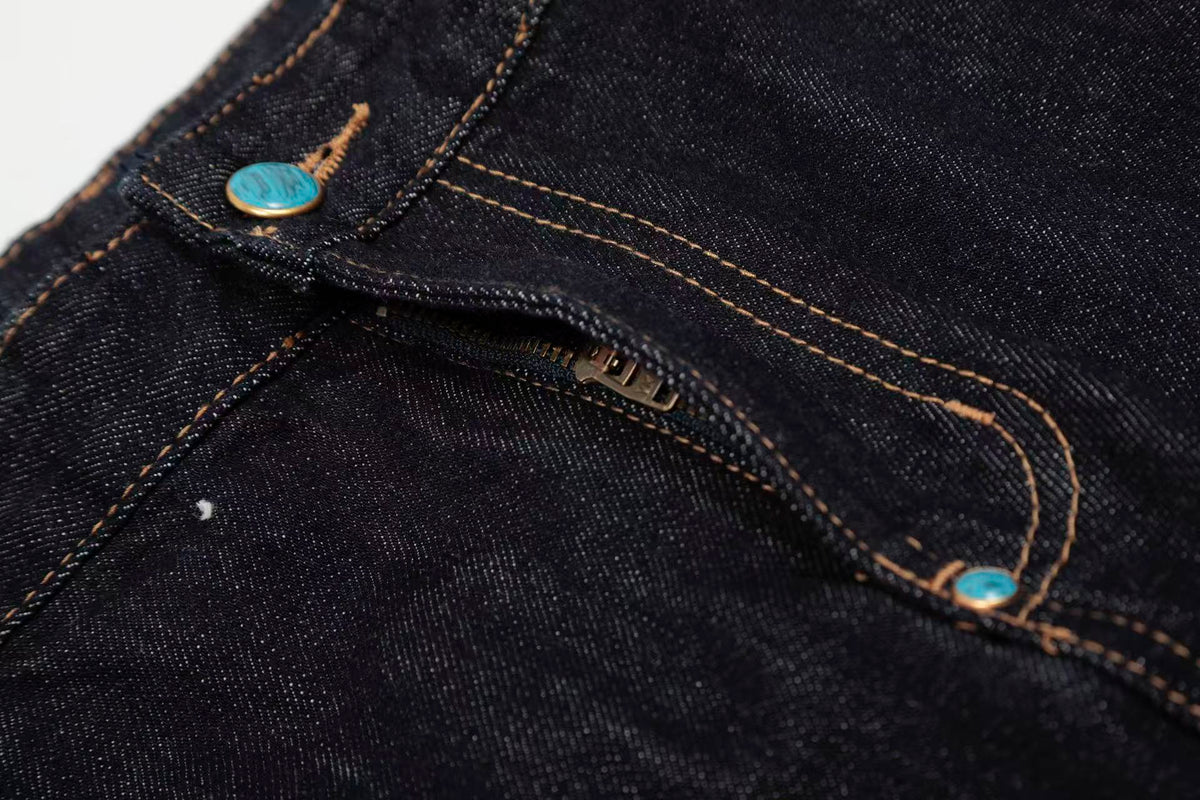 Turquoise-Stud Wide-Leg Baggy Jeans - OMYGOODS