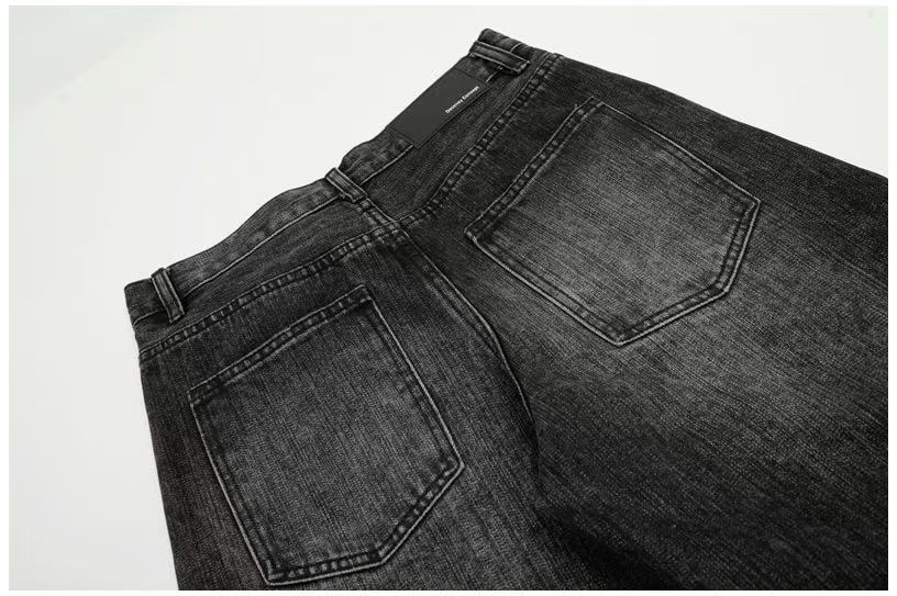 Vintage Faded Black Wide-Leg Baggy Jeans - OMYGOODS