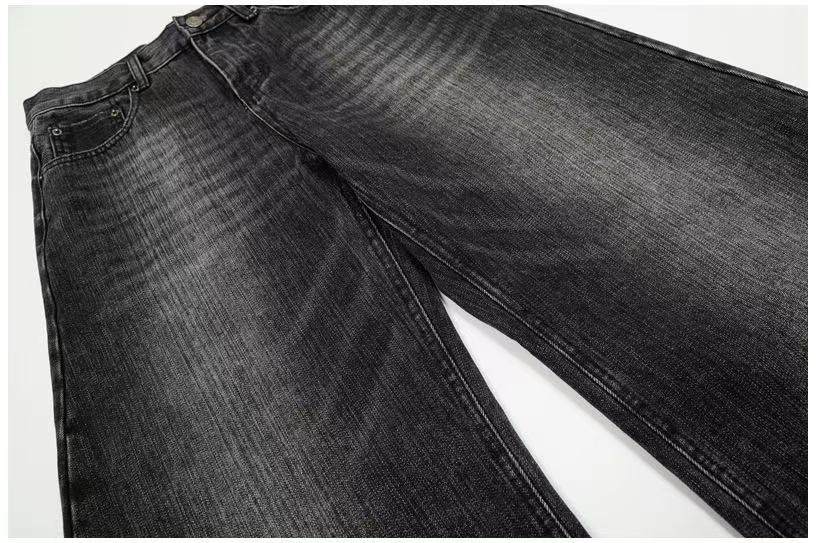 Vintage Faded Black Wide-Leg Baggy Jeans - OMYGOODS