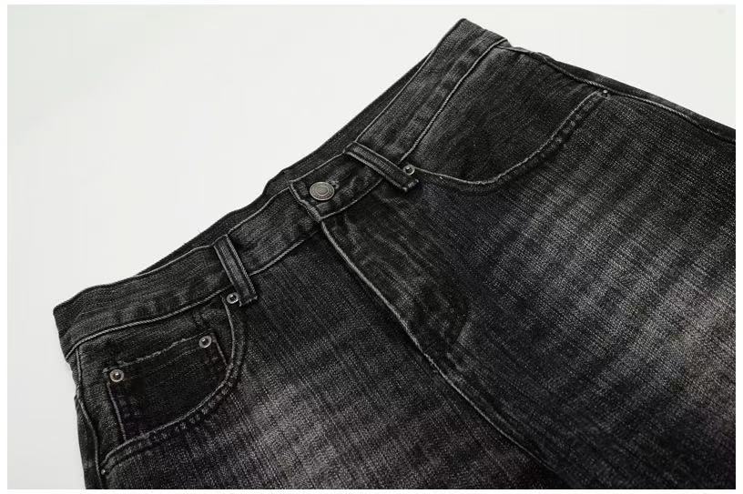 Vintage Faded Black Wide-Leg Baggy Jeans - OMYGOODS