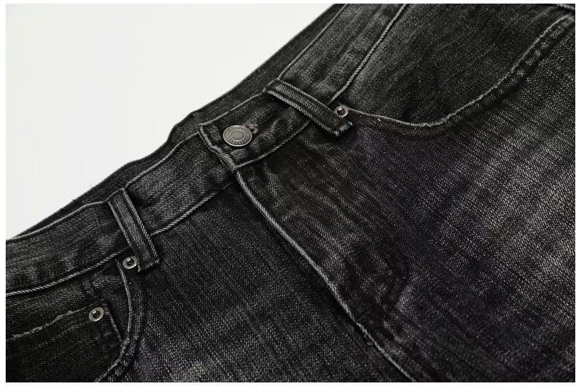 Vintage Faded Black Wide-Leg Baggy Jeans - OMYGOODS