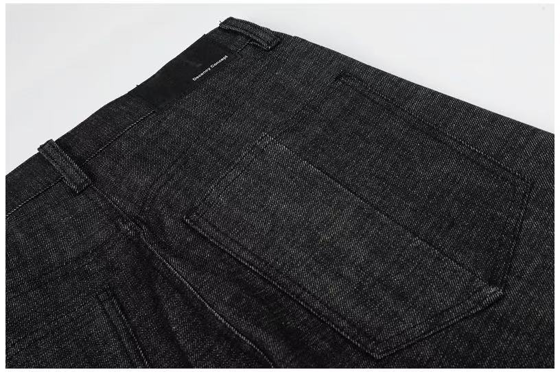 Raw Black Denim Multi-Button Wide-Leg Baggy Jeans - OMYGOODS