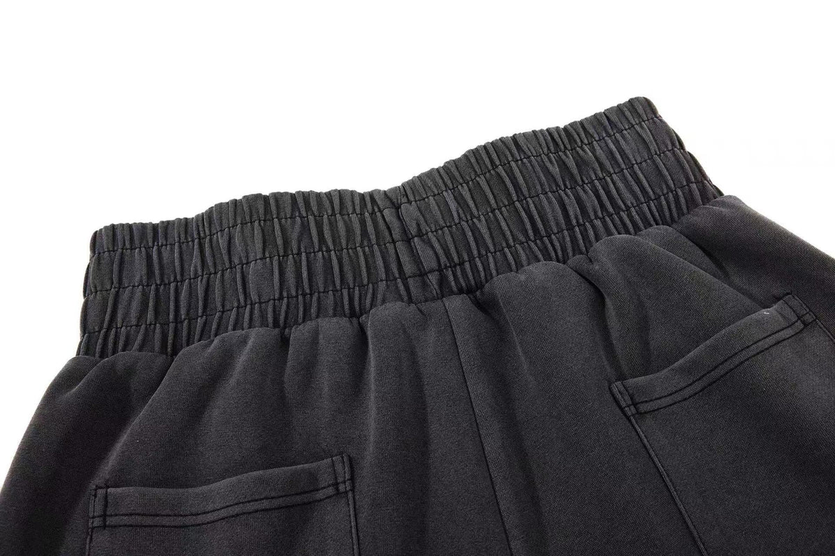 Washed Crackle Letter Baggy Wide-Leg Sweatpants - OMYGOODS