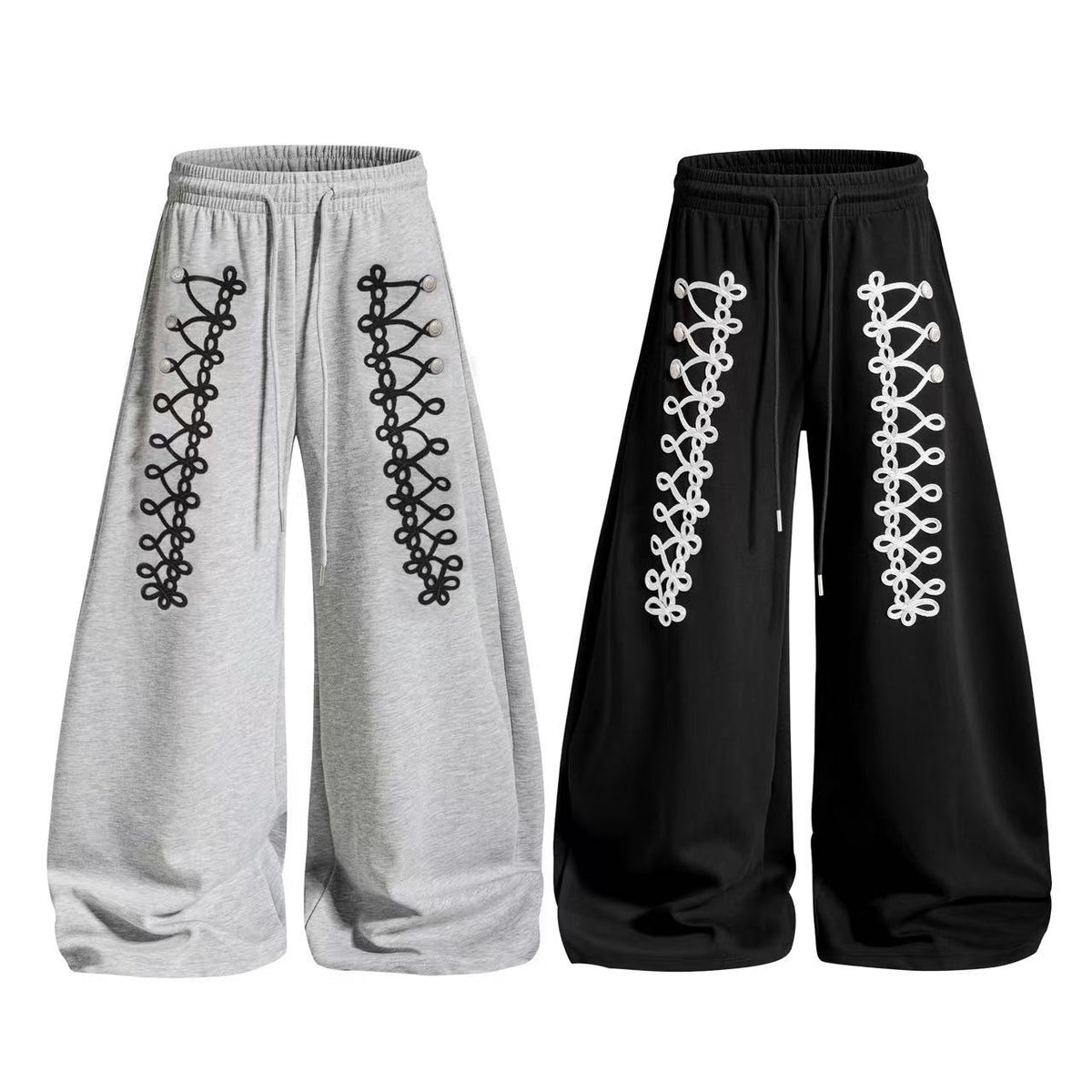 Side Lace-Up Detail Baggy Wide-Leg Sweatpants - OMYGOODS