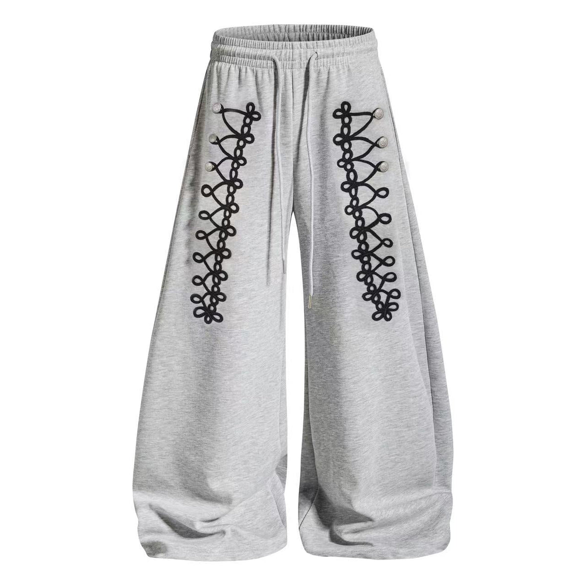 Side Lace-Up Detail Baggy Wide-Leg Sweatpants - OMYGOODS