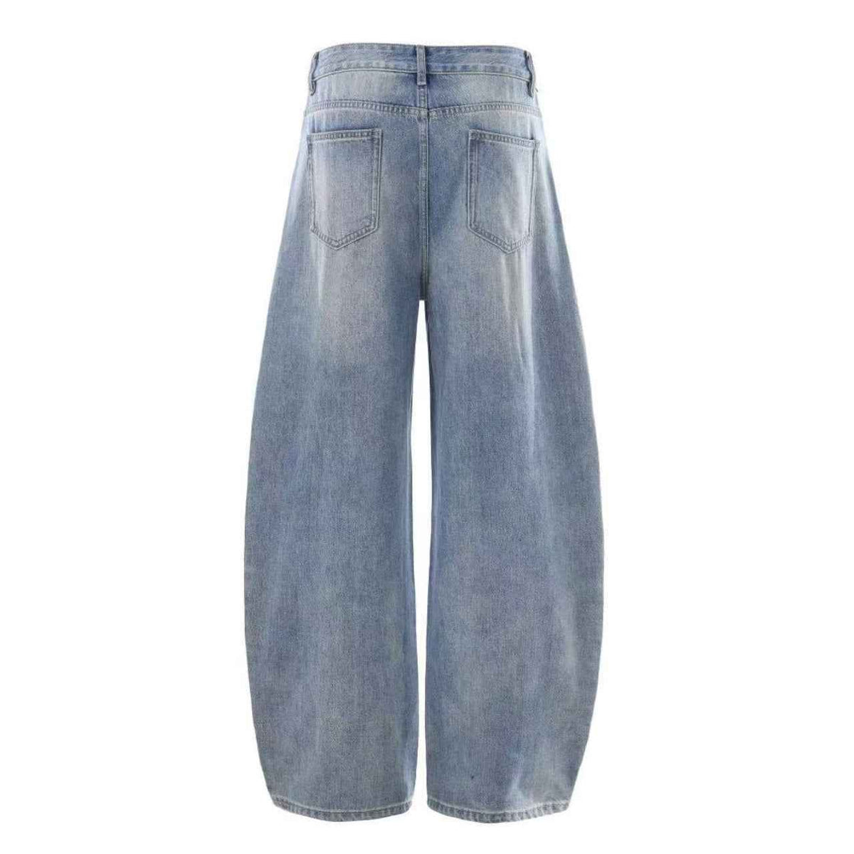 Light-Wash Side Multi-Strap Baggy Jeans