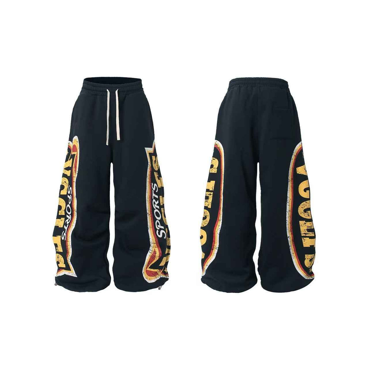 Vintage Sports Graphic Baggy Wide-Leg Sweatpants